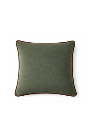 Açık Kahverengi Biyeli Haki Kadife Kırlent