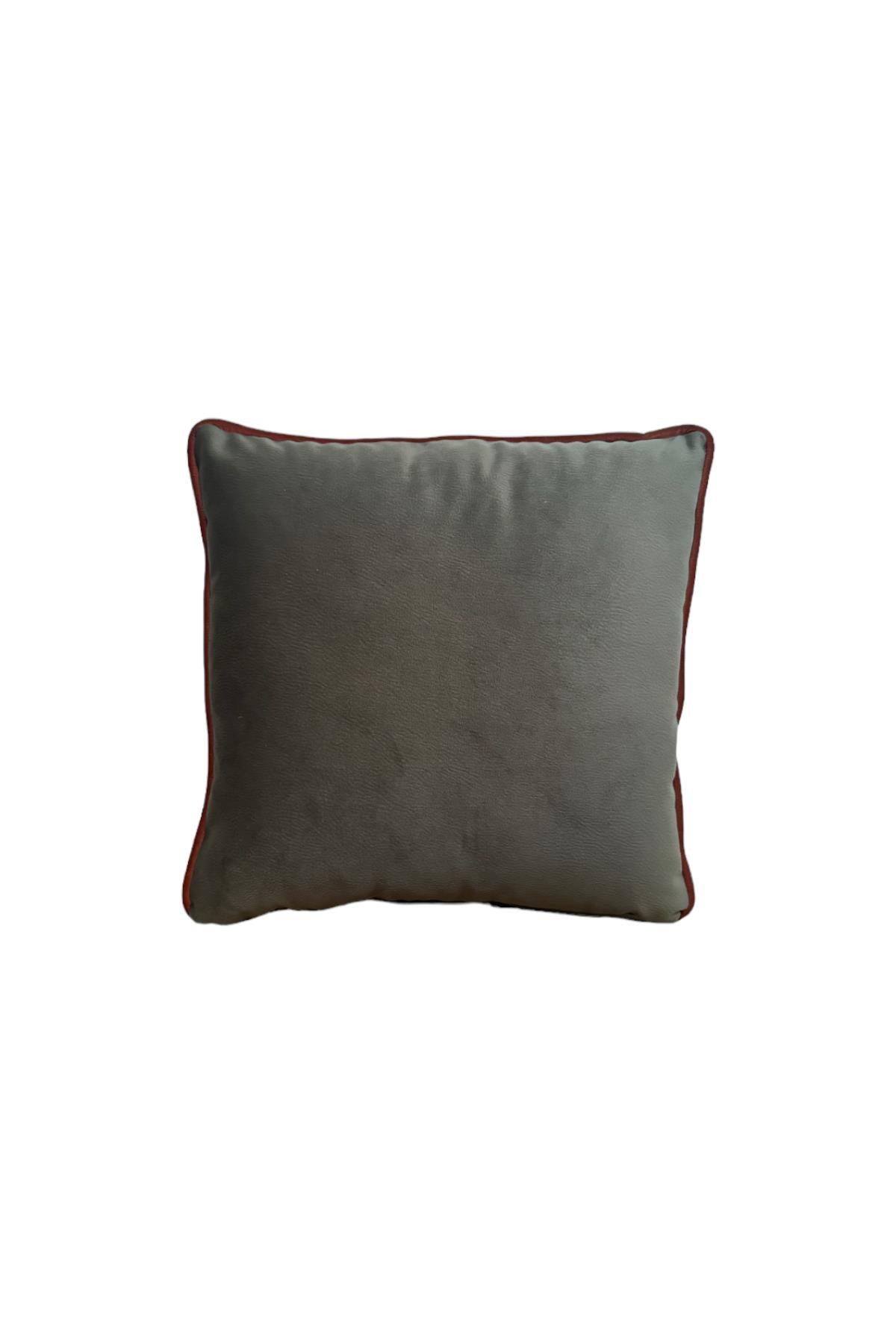 Light Brown Piping Khaki Velvet Throw Pillow