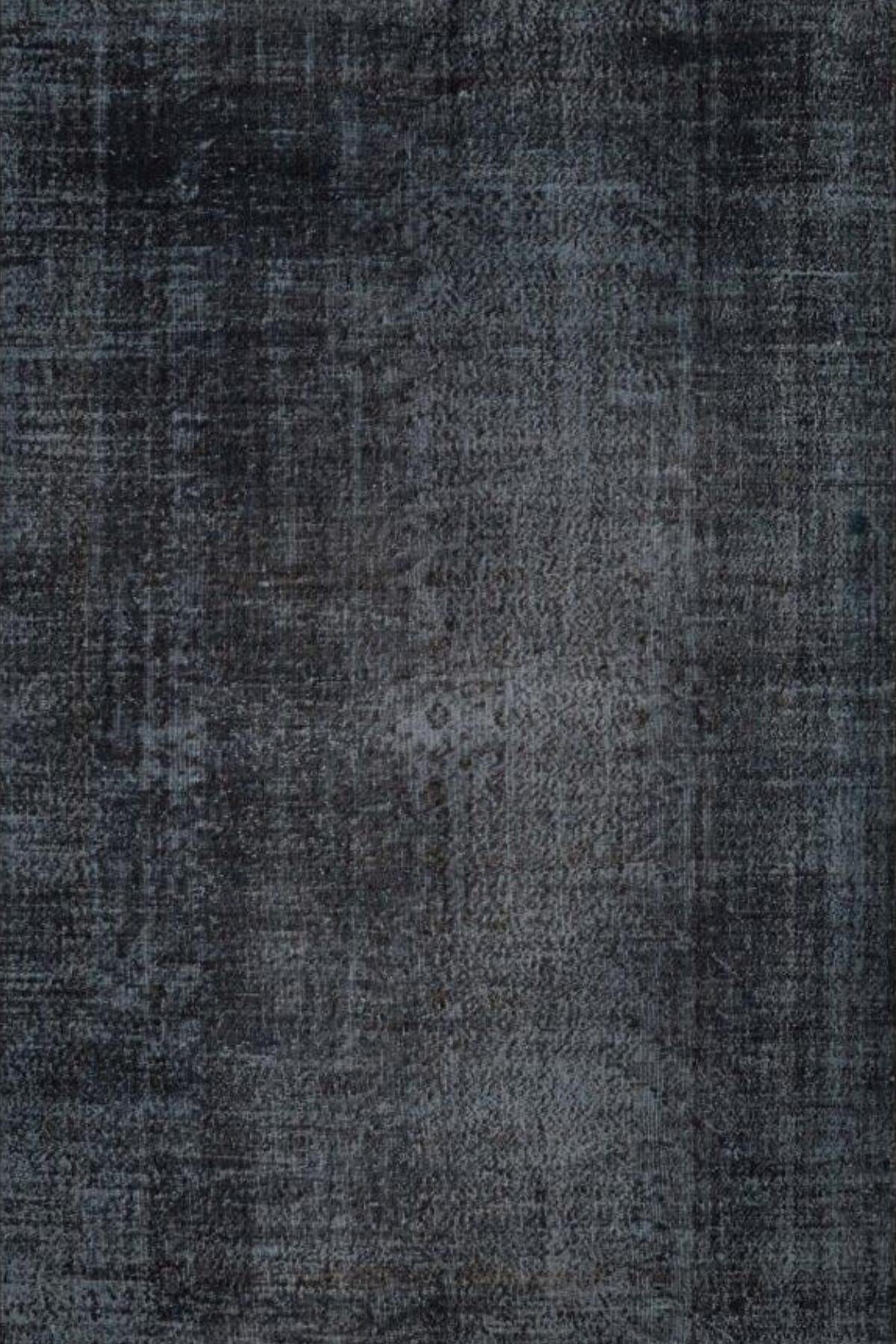 Antique Patterned Black Hand Woven Carpet