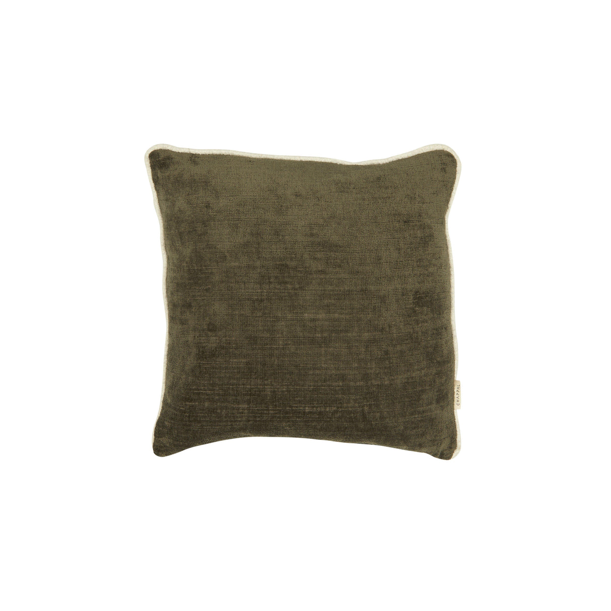 Khaki Curly Throw Pillow with White Piping