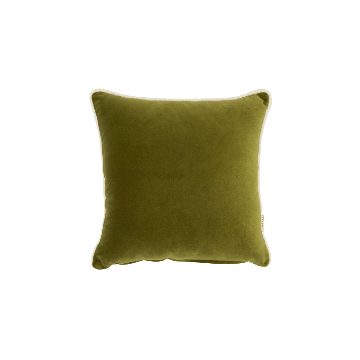 Green Velvet Throw Pillow with White Piping