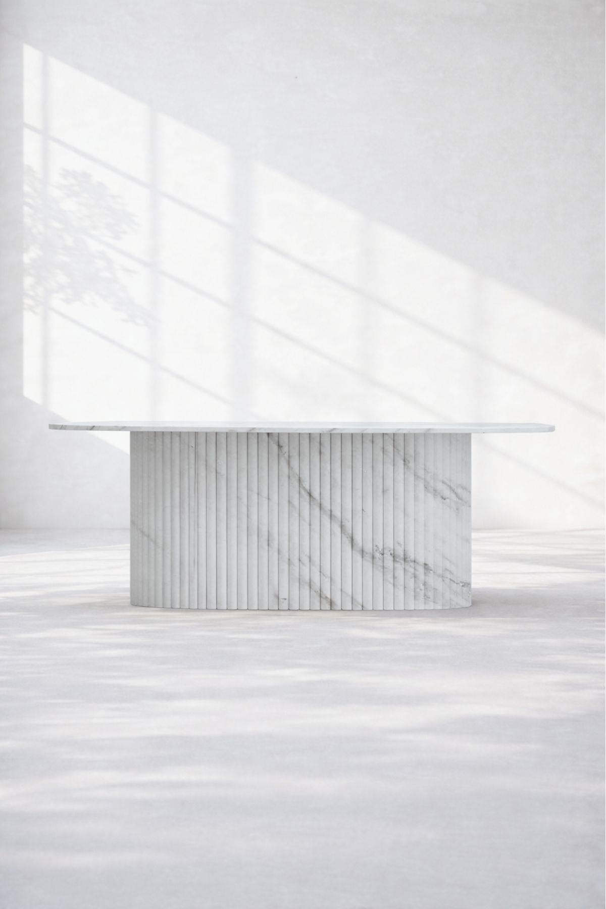 White Twill Marble Dining Table