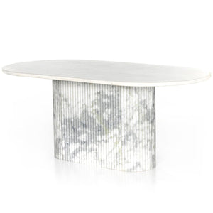 White Twill Marble Dining Table