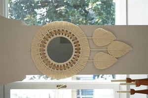 Beaded Leaf Macrame Mirror