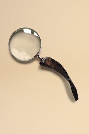 Boynuz Saplı Büyüteç Kahverengi