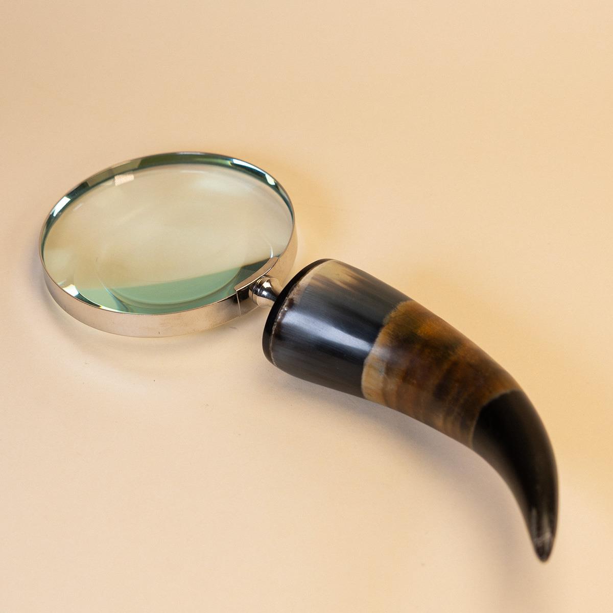 Boynuz Saplı Büyüteç Siyah-Kahverengi