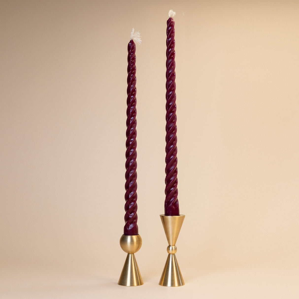 Burgulu Balmumu Şamdan Mumu Bordo - 2'li