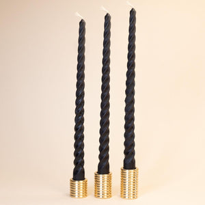 Burgulu Balmumu Şamdan Mumu Siyah - 2'li