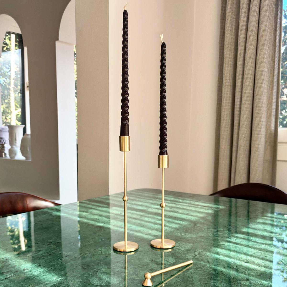 Burgulu Balmumu Şamdan Mumu Siyah - 2'li