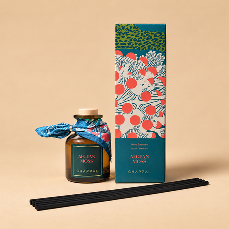 Aegean Moss 120 ml çubuklu oda kokusu, kutusu ve çubukları