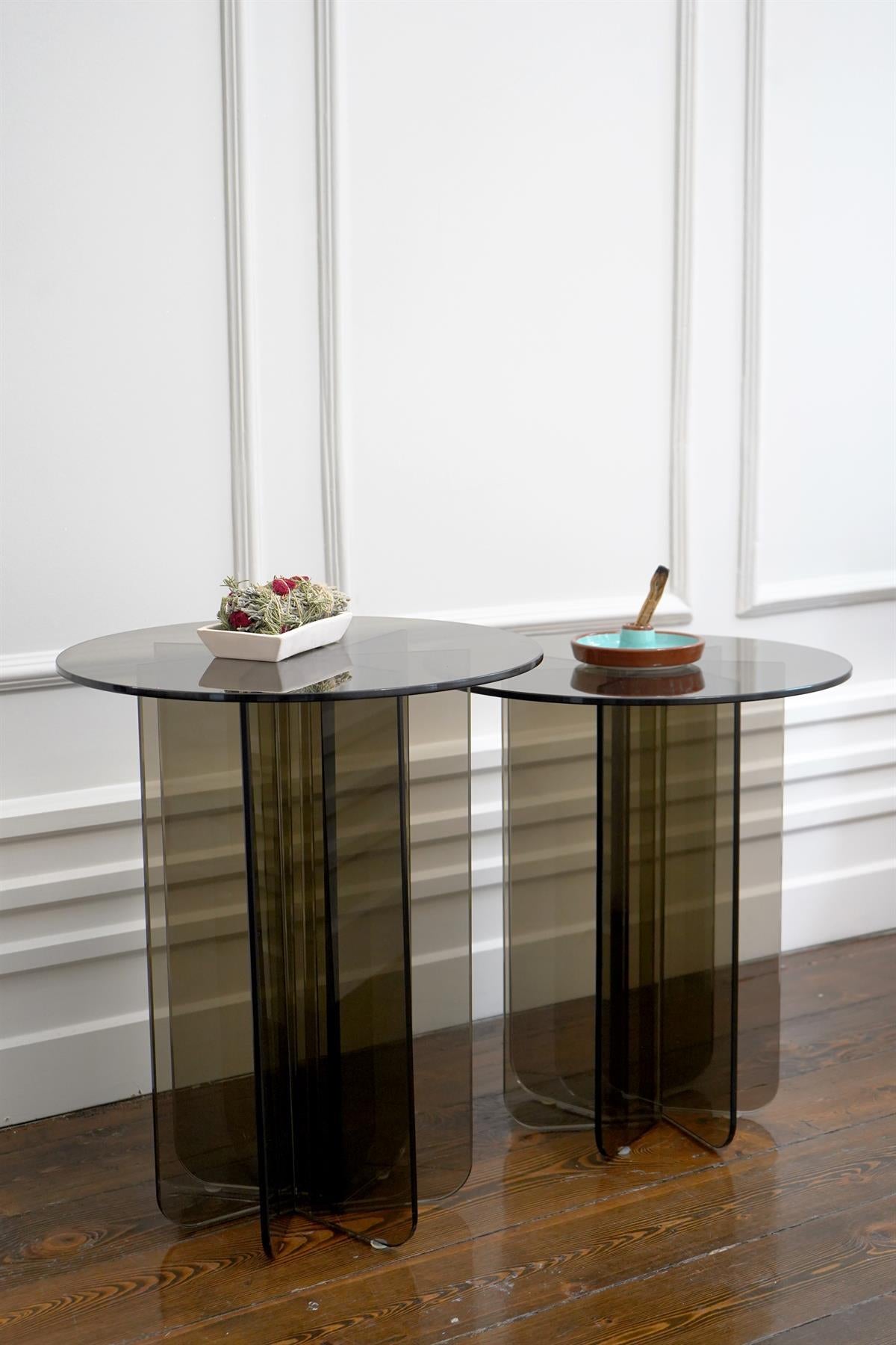 Cubistic Side Glass Coffee Table Set