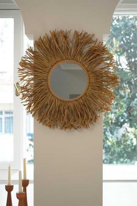 Decorative Raffia Mirror