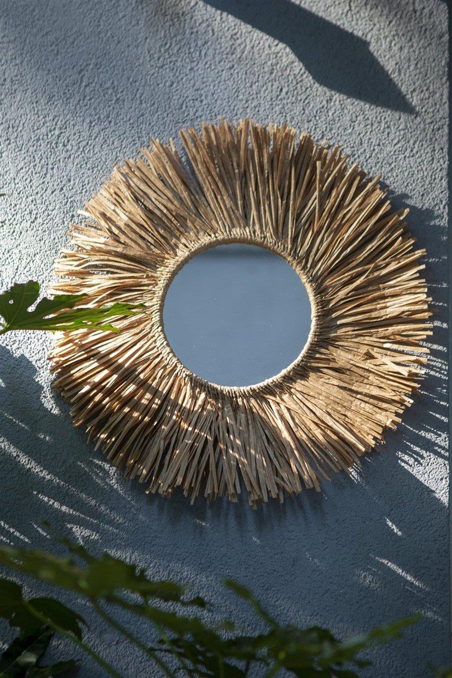 Decorative Raffia Mirror