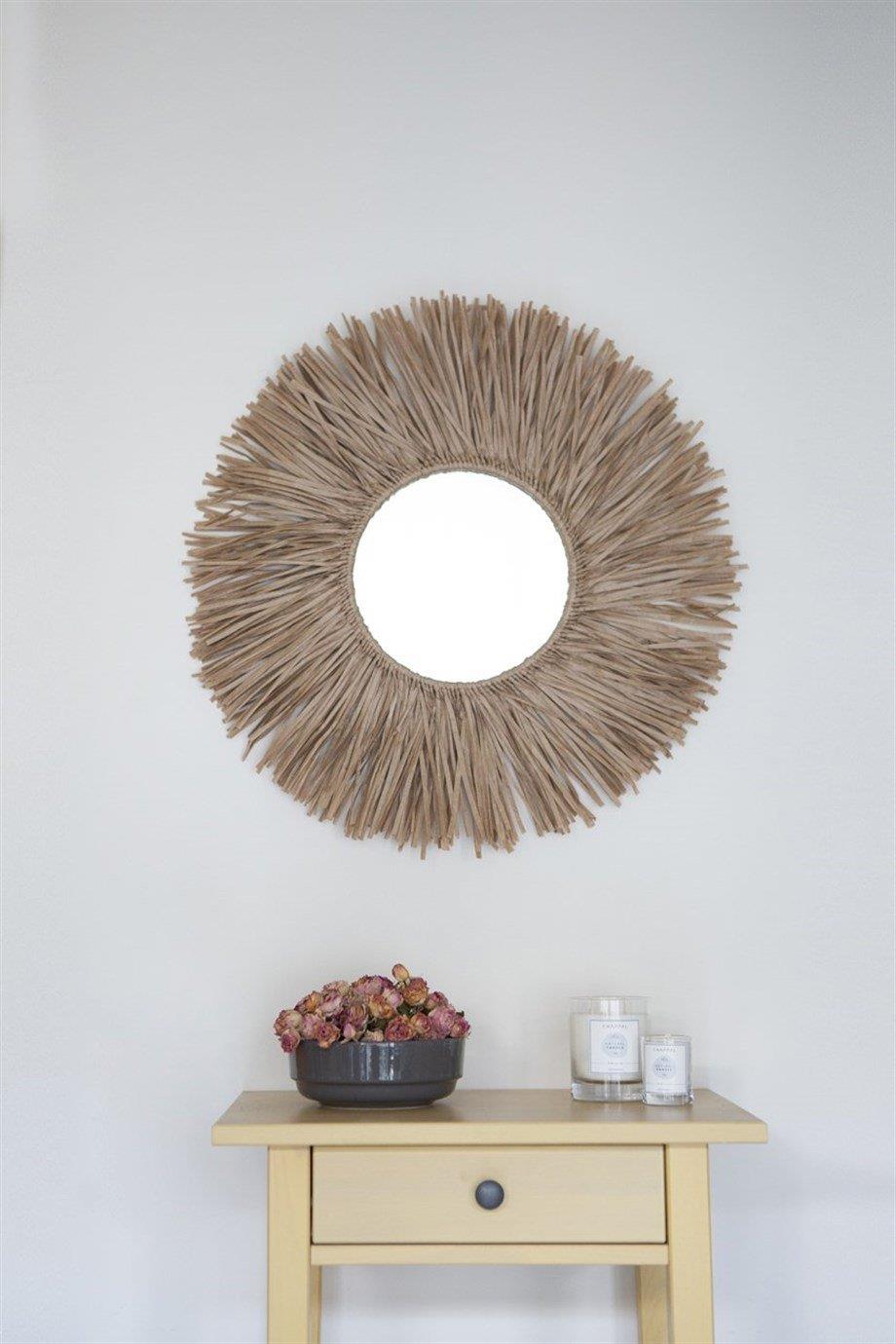 Decorative Raffia Mirror