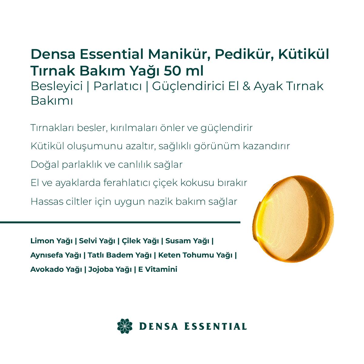 Densa Essential Manikür, Pedikür, Kütikül Tırnak Bakım Yağı 50 ml / Besleyici/Parlatıcı/Güçlendirici Bakım