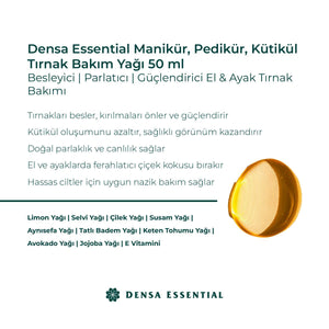 Densa Essential Manikür, Pedikür, Kütikül Tırnak Bakım Yağı 50 ml / Besleyici/Parlatıcı/Güçlendirici Bakım