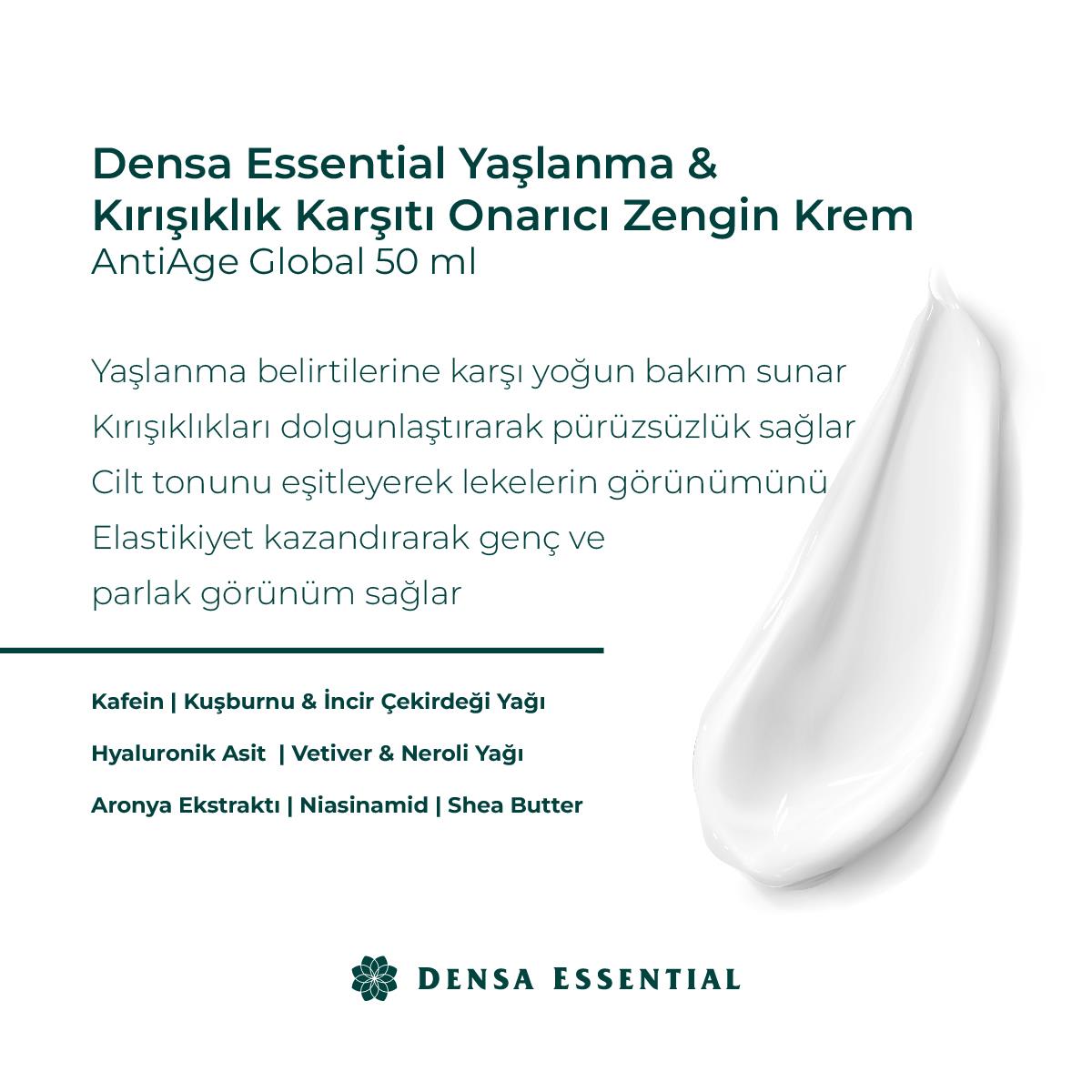 Densa Essential Yaşlanma & Kırışıklık Karşıtı Onarıcı Zengin Krem / AntiAge Global 50 ml Yeniden Enejik ve Canlı Cilt Görünümü