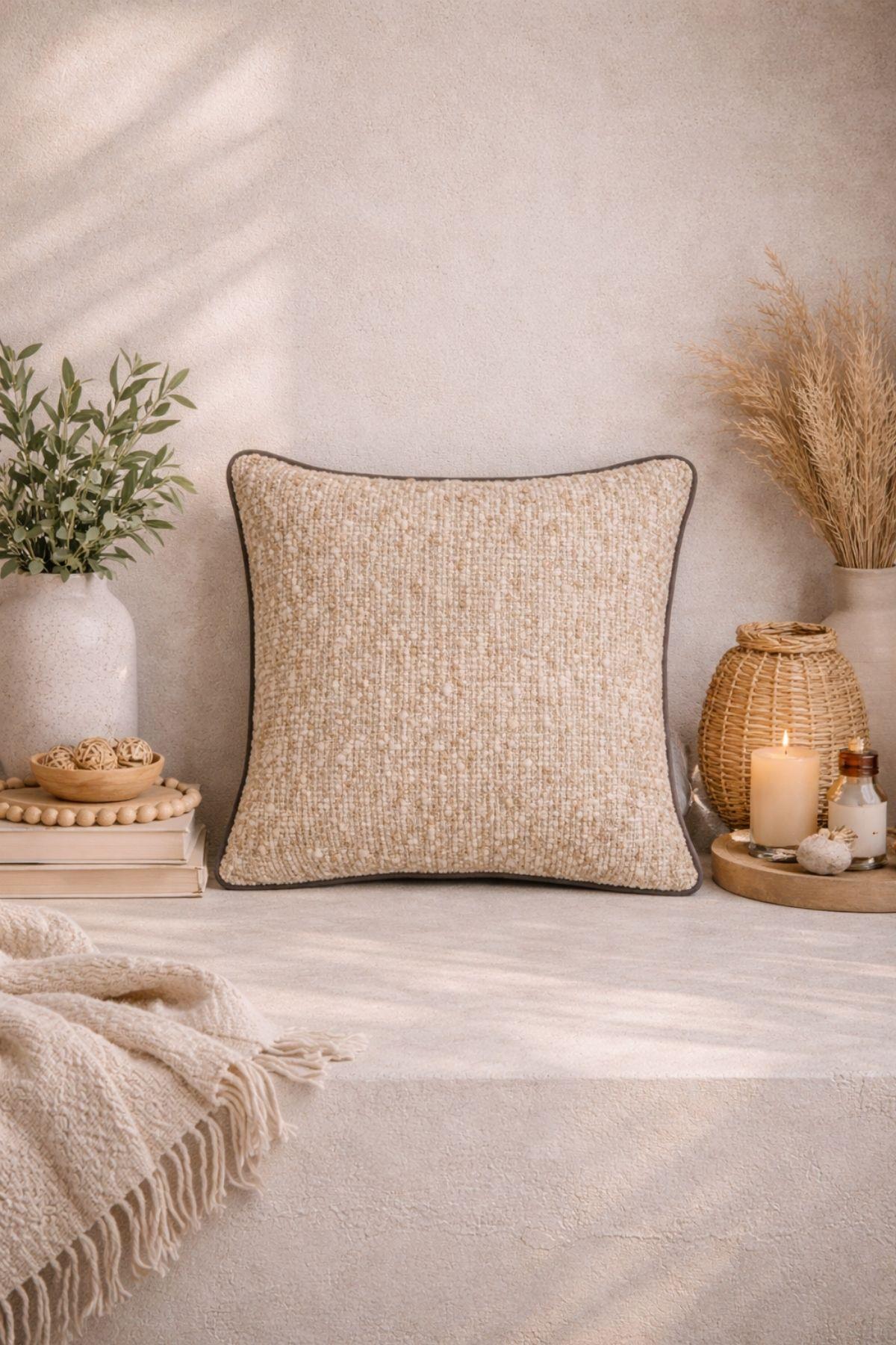 Exclusive Khaki Dark Throw Pillow