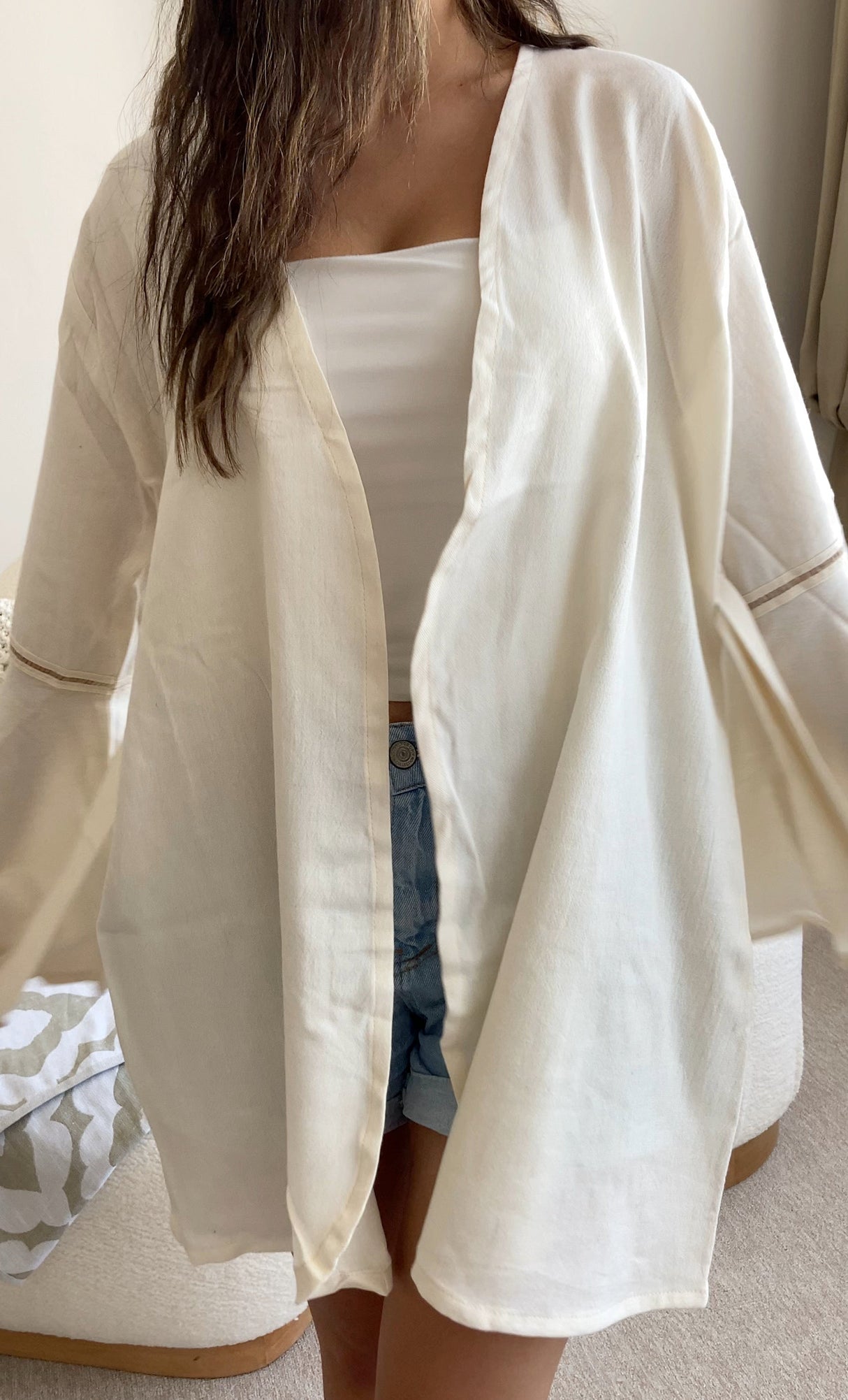 Freya Kimono, gerçek kullanım açık ön görünüm, yüzsüz - Chappal
