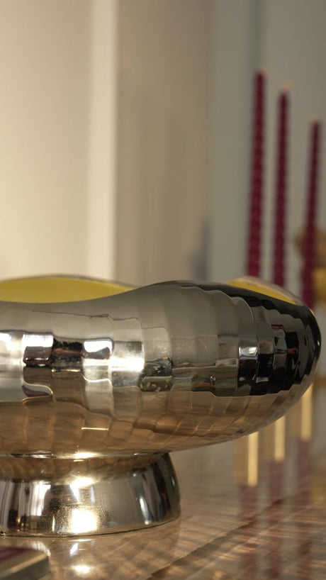 Gümüş Rengi Dekoratif Kase 30 cm, gerçek yaşam alanında yan görünüm - Chappal