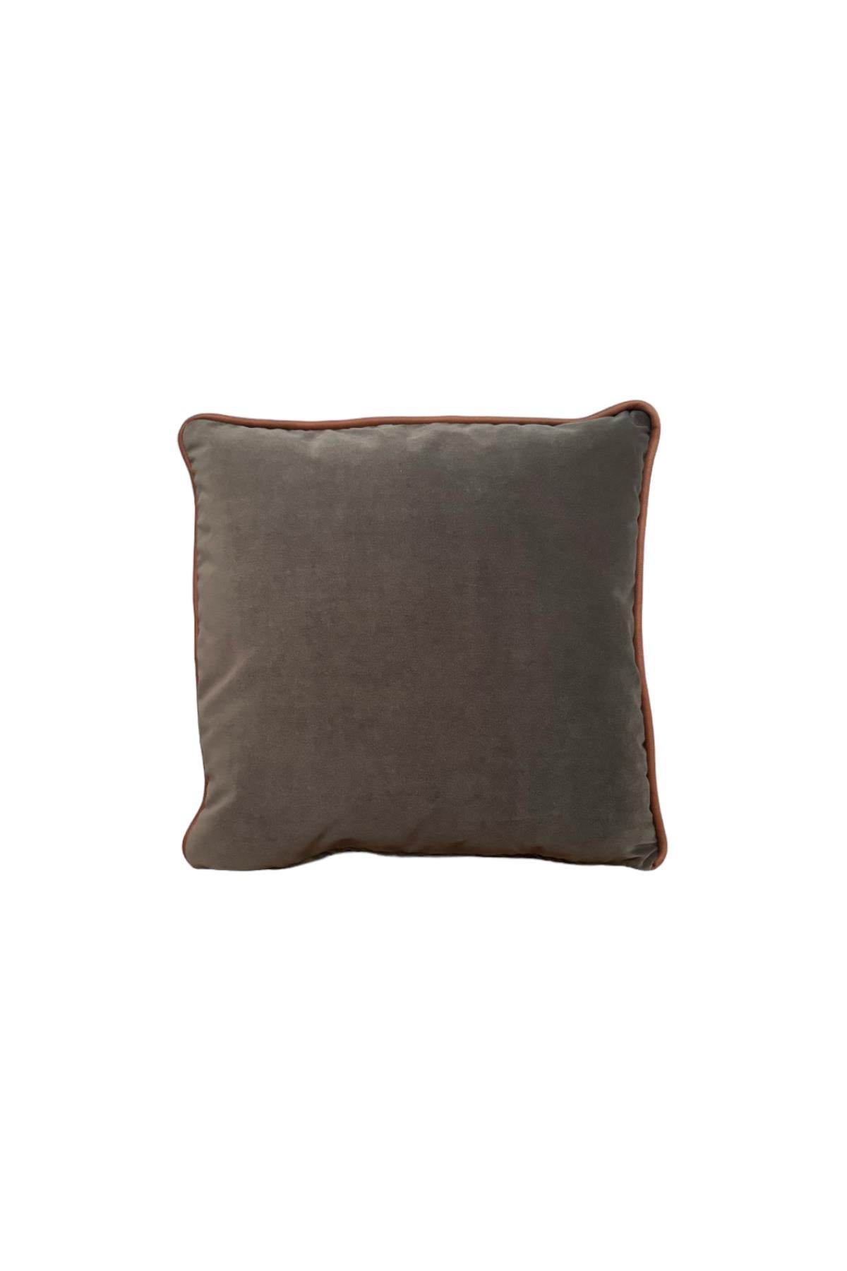 Green Velvet Throw Pillow with Brown Piping