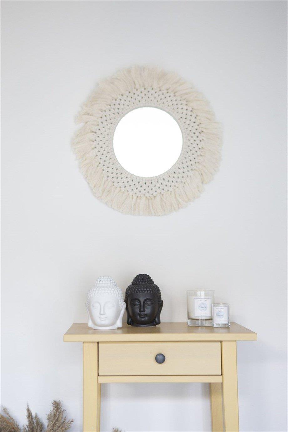 Cream Macrame Mirror