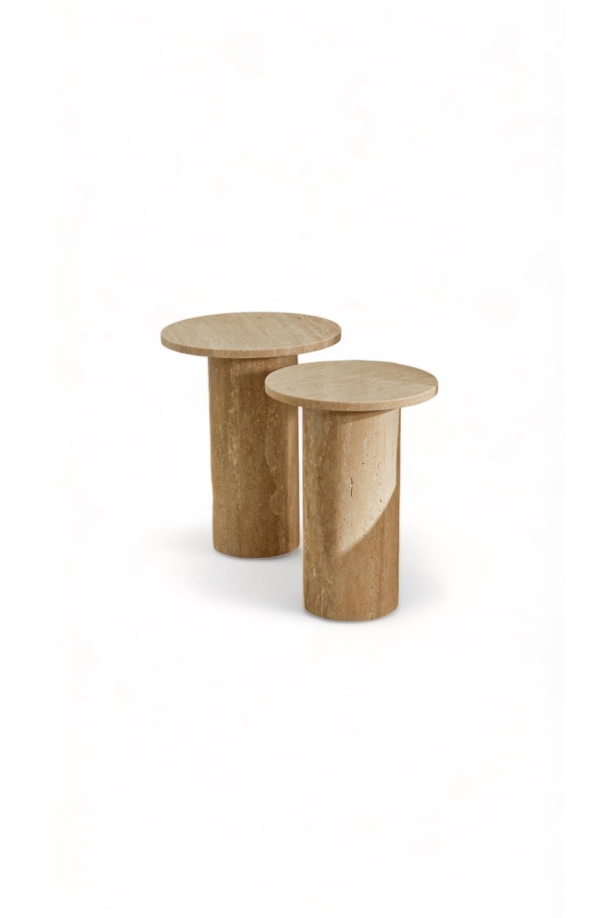 Pinot Travertine Double Side Table
