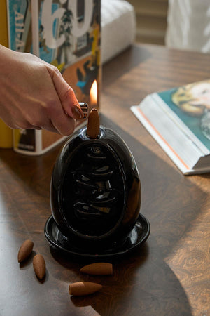 Ceramic Backflow Incense Burner Black