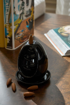 Ceramic Backflow Incense Burner Black