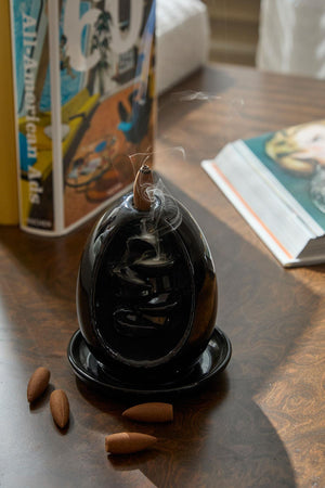 Ceramic Backflow Incense Burner Black
