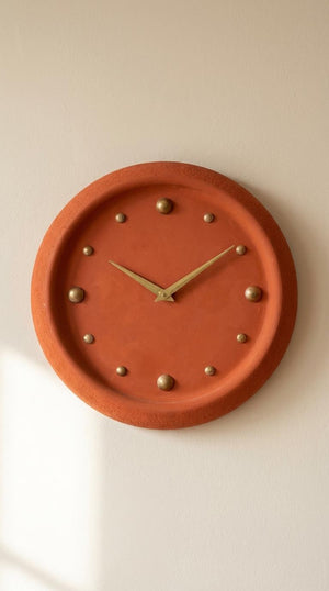 Sovo Beton Duvar Saati 28 cm – Minimal Modern Dekoratif Saat (Kırmızı)