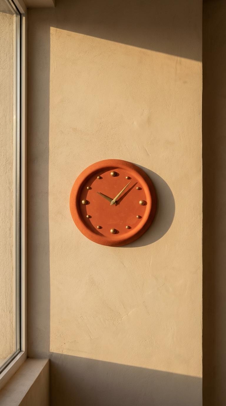 Sovo Beton Duvar Saati 28 cm – Minimal Modern Dekoratif Saat (Kırmızı)