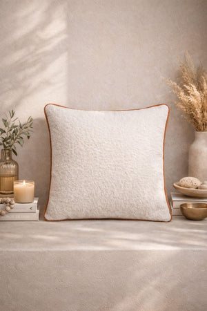 White Teddy Throw Pillow with Orange Piping