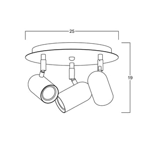Üçlü Lazer Spot Serisi Mat Siyah