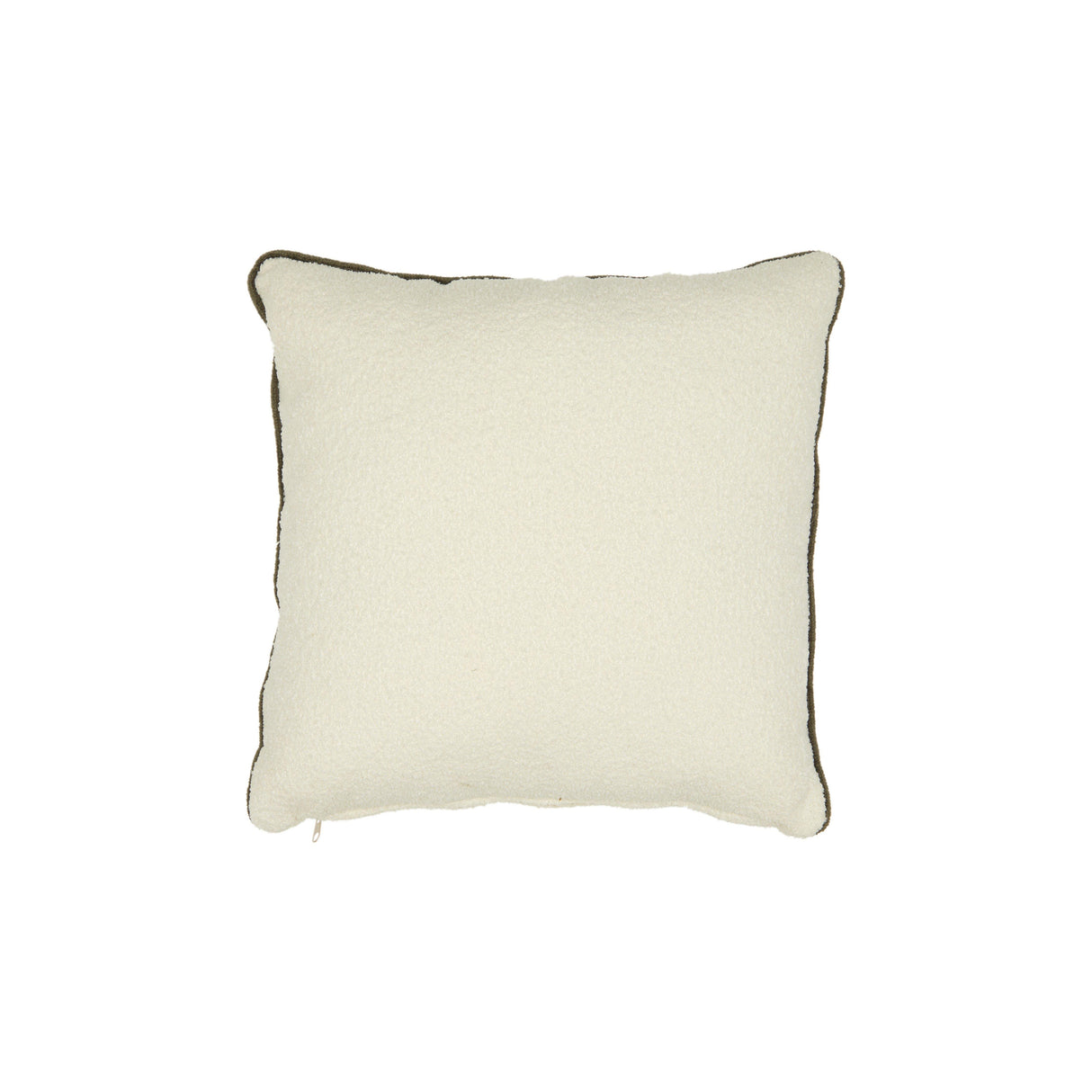 White Teddy Throw Pillow with Green Piping